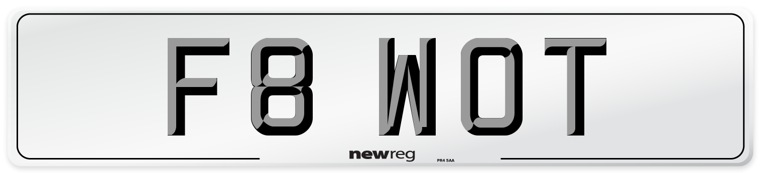 F8 WOT Number Plate from New Reg
